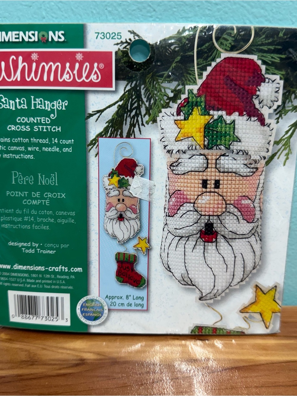 Dimensions Whimsies Santa Hanger Cross Stitch - Red, White, Green, Yellow